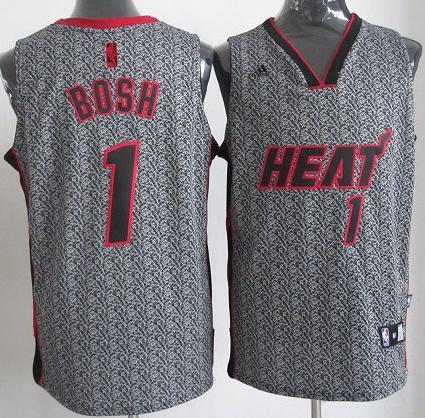 Miami Heat 1 Chris Bosh Grey Static Fashion Swingman NBA Jersey Cheap