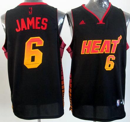 Miami Heat 6 LeBron James Black Vibe Fashion Swingman Jersey Cheap