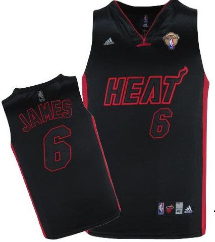 Miami Heat 6 LeBron James Black With BlackRed Number 2012 Fianls NBA Jerseys Cheap