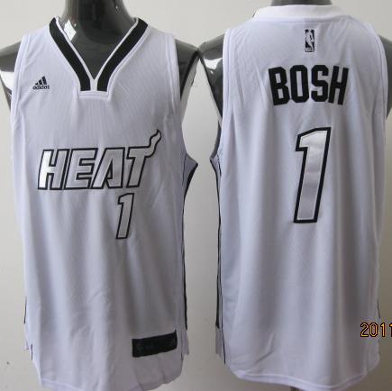 Miami Heat 1 Chris Bosh White Silver Number Swingman Jerseys Cheap