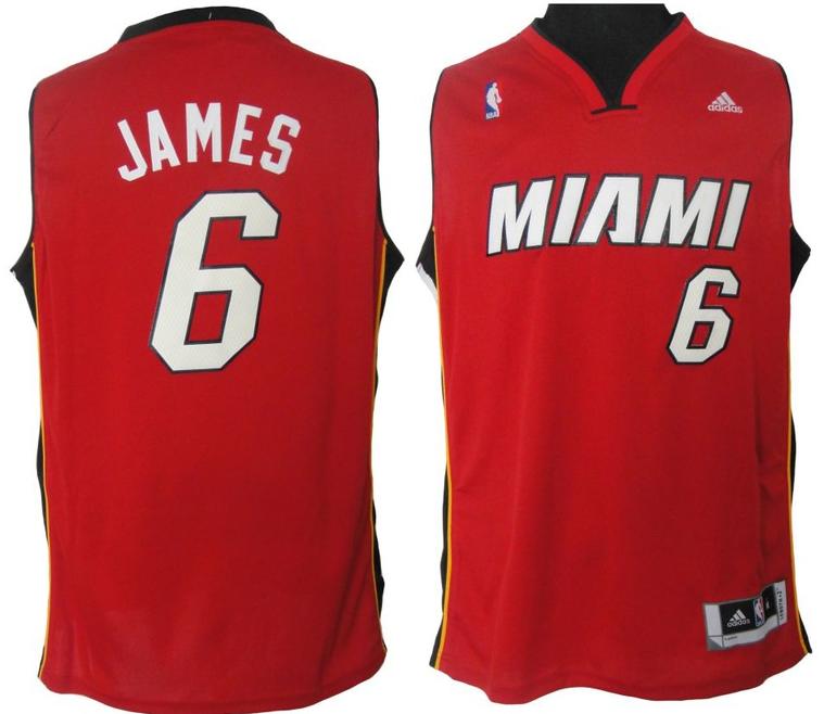 Revolution 30 Miami Heat 6 LeBron James Red Swingman Jersey Cheap