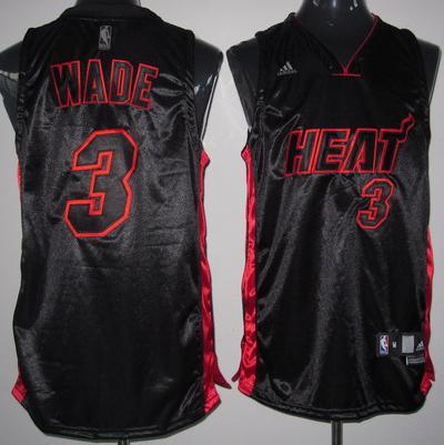 Miami Heat 3 Dwayne Wade NEW Black Jersey Black-Red Number Cheap