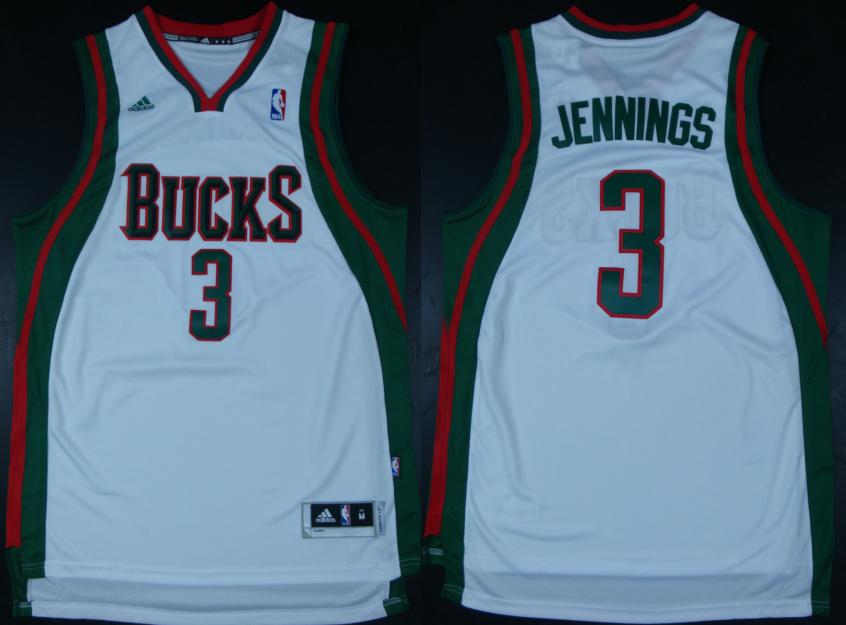 Milwaukee Bucks 3 Brandon Jennings White Revolution 30 Swingman NBA Jersey Cheap