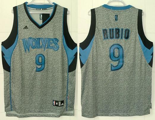Minnesota Timberwolves 9 Ricky Rubio Grey Static Fashion Swingman NBA Jersey Cheap