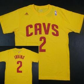Cleveland Cavaliers 2 Kyrie Irving Yellow NBA Basketball T-Shirt Cheap