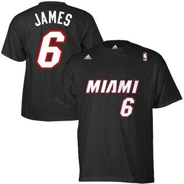 Miami Heat 6 LeBron James Black NBA Basketball T-Shirt Cheap