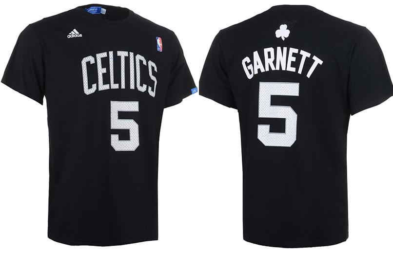 Boston Celtics 5 Kevin Garnett Black NBA Basketball T-Shirt Cheap