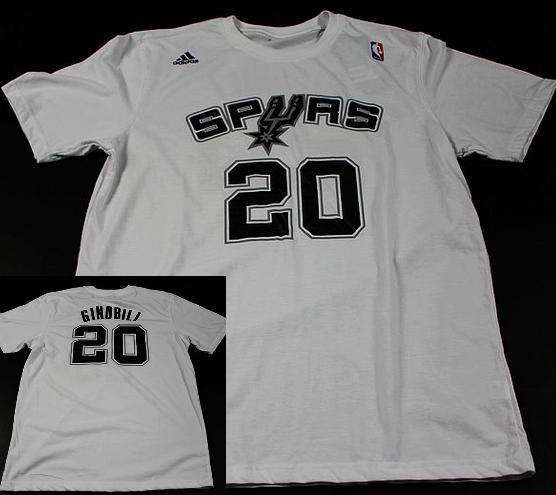 San Antonio Spurs 20 Manu Ginobili White NBA Basketball T-Shirt Cheap