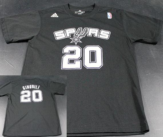 San Antonio Spurs 20 Manu Ginobili Black NBA Basketball T-Shirt Cheap