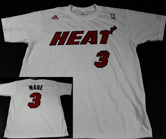 Miami Heat 3 Dwyane Wade White NBA Basketball T-Shirt Cheap