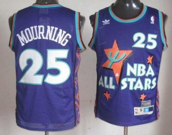 New Orleans Hornets 25 Alonzo Mourning Purple 1995 All Star Throwback Jersey Cheap