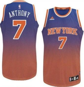 New York Knicks 7 Carmelo Anthony Blue Orange Drift Fashion NBA jersey Cheap