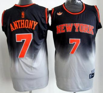 New York Knicks 7 Carmelo Anthony Black Grey Revolution 30 Swingman NBA Jerseys Cheap