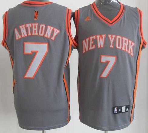 New York Knicks 7 Carmelo Anthony Grey Revolution 30 Swingman NBA Jerseys Cheap