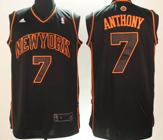 New York Knicks 7# Carmelo Anthony Black With Black Jersey Cheap