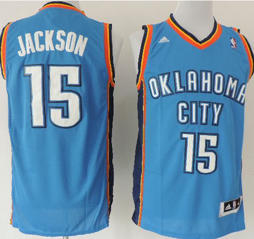 Oklahoma City Thunder 15 Reggie Jackson Blue Revolution 30 Swingman NBA Jerseys Cheap