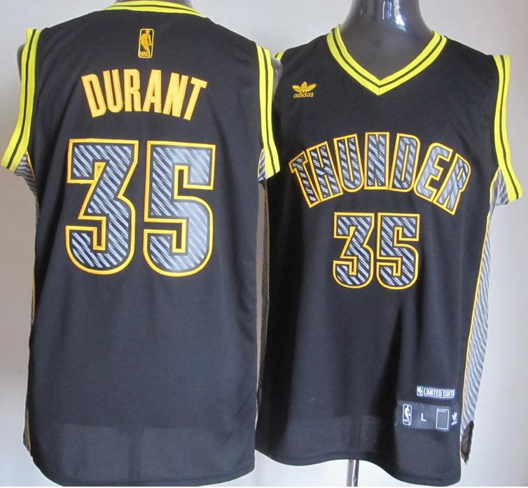 Oklahoma City Thunder #35 Kevin Durant Black Electricity Fashion Revolution 30 Swingman NBA Jerseys Cheap