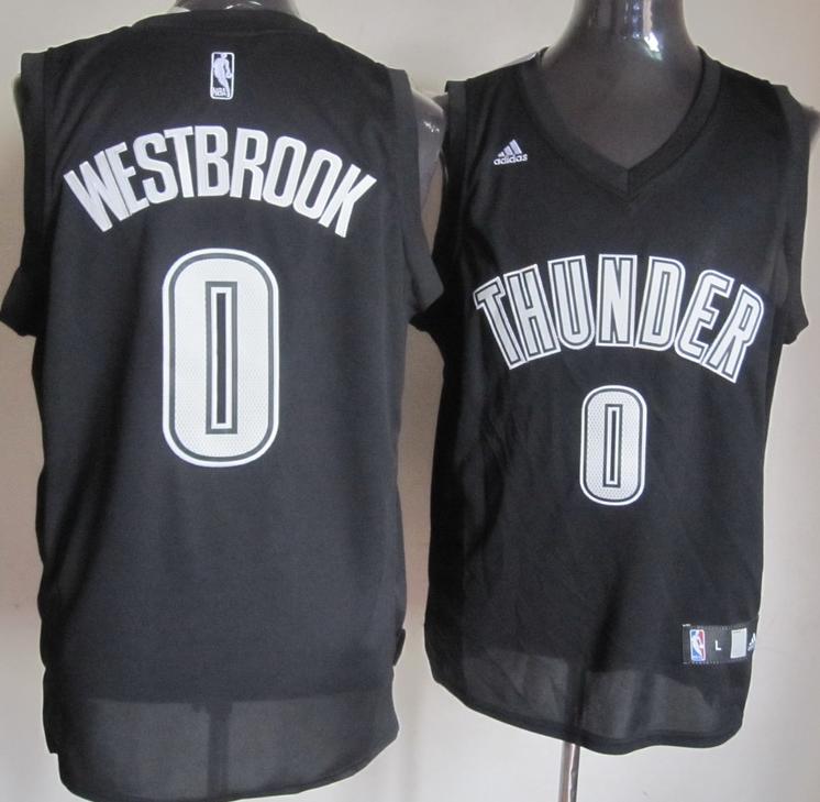 Oklahoma City Thunder #0 Russell Westbrook Black Revolution 30 Swingman NBA Jerseys White Number Cheap