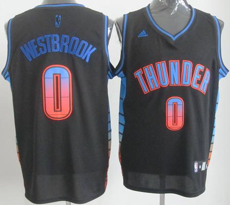 Oklahoma City Thunder #0 Russell Westbrook Black Vibe Fashion Swingman Jersey Cheap