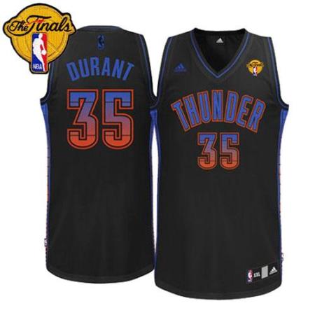 Oklahoma City Thunder #35 Kevin Durant Swingman Black Fashion With Finals Patch NBA Jersey Cheap