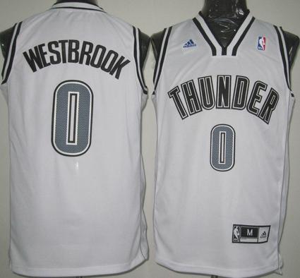 Oklahoma City Thunder 0 Russell Westbrook White Revolution 30 Swingman Jersey Silver Number Cheap