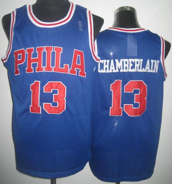 Philadelphia 76ers #13 Wilt Chamberlain Blue Throwback Revolution 30 NBA Basketball Jerseys Cheap