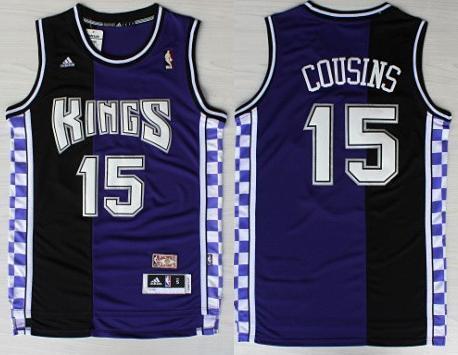 Sacramento Kings 15 DeMarcus Cousins Purple Black Hardwood Classics Revolution 30 NBA Jerseys Cheap