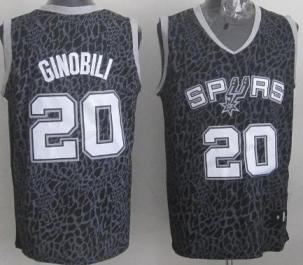 San Antonio Spurs 20 Manu Ginobili Black Leopard Grain NBA Jersey Cheap