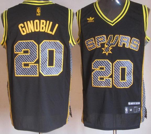 San Antonio Spurs 20 Manu Ginobili Black Electricity Fashion Revolution 30 Swingman NBA Jerseys Cheap