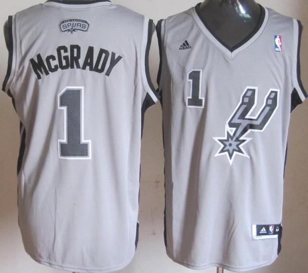 San Antonio Spurs 1 Tracy McGrady Grey Revolution 30 Swingman NBA Jerseys Cheap