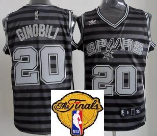 San Antonio Spurs 20 Manu Ginobili Grey Whith Black Strip Revolution 30 Swingman 2013 Finals Patch NBA Jerseys Cheap