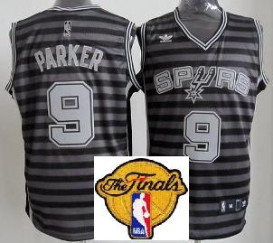 San Antonio Spurs 9 Tony Parker Grey Whith Black Strip Revolution 30 Swingman 2013 Finals Patch NBA Jerseys Cheap