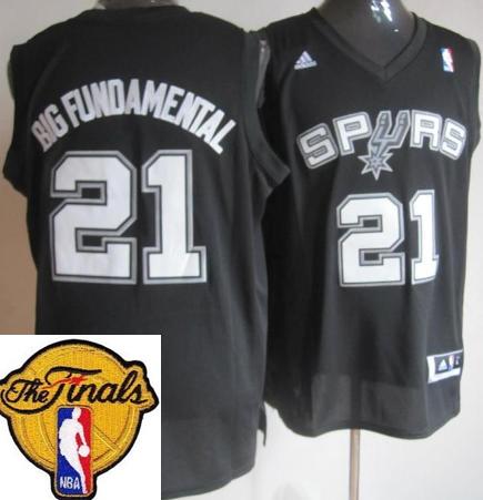 San Antonio Spurs 21 Tim Duncan Black Big Fundamental Fashion Swingman 2013 Finals Patch NBA Jerseys