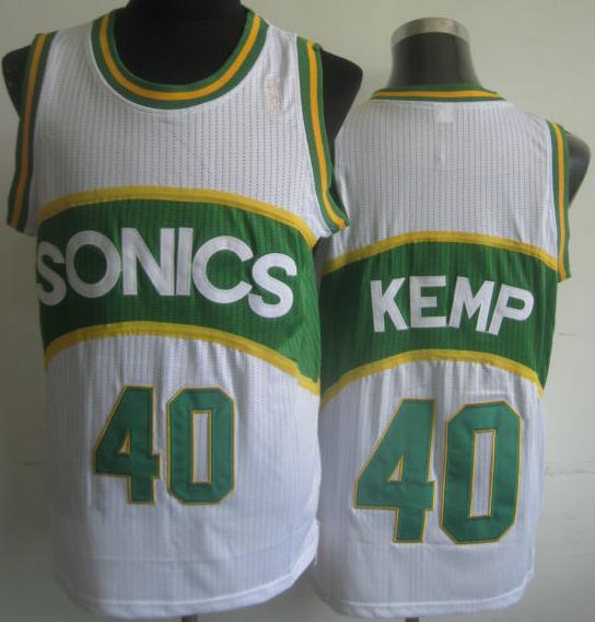 Seattle SuperSonics 40 Shawn Kemp White Hardwood Classics Revolution 30 NBA Jerseys Cheap