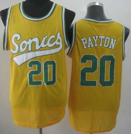 Seattle SuperSonics 20 Gary Payton Yellow Throwback Revolution 30 NBA Basketball Jerseys Cheap