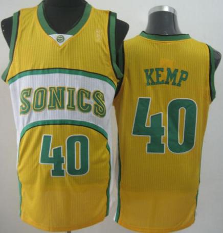 Seattle SuperSonics 40 Shawn Kemp Yellow Throwback Revolution 30 NBA Basketball Jerseys Cheap