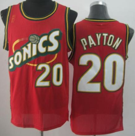 Seattle SuperSonics 20 Gary Payton Red Throwback Revolution 30 NBA Basketball Jerseys Cheap