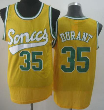 Seattle Supersonic 35 Kevin Durant Yellow Revolution 30 NBA Basketball Jerseys Cheap