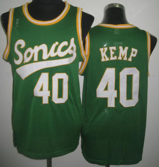 Seattle SuperSonics 40 Shawn Kemp Green Throwback Revolution 30 NBA Basketball Jerseys Cheap
