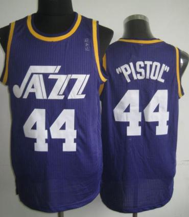 Utah Jazz 44 Pistol Pete Maravich Purple Hardwood Classics Revolution 30 NBA Jerseys Cheap