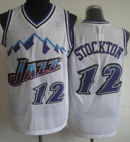 Utah Jazz 12 John Stockton White Hardwood Classics Revolution 30 NBA Jerseys Cheap