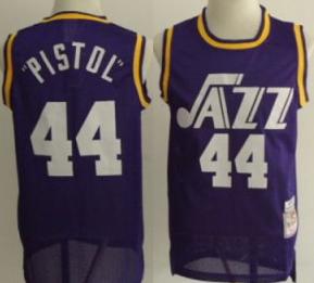 Utah Jazz 44 Pistol Purple NBA Jerseys Cheap