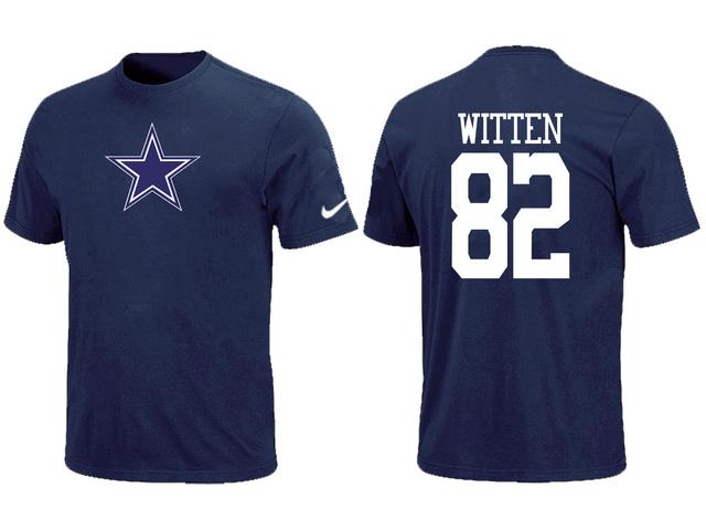 Nike Dallas Cowboys 82 WITTEN Name & Number Blue NFL T-Shirt Cheap