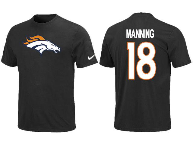 Nike Denver Broncos Peyton 18 Manning Name & Number Black NFL T-Shirt Cheap