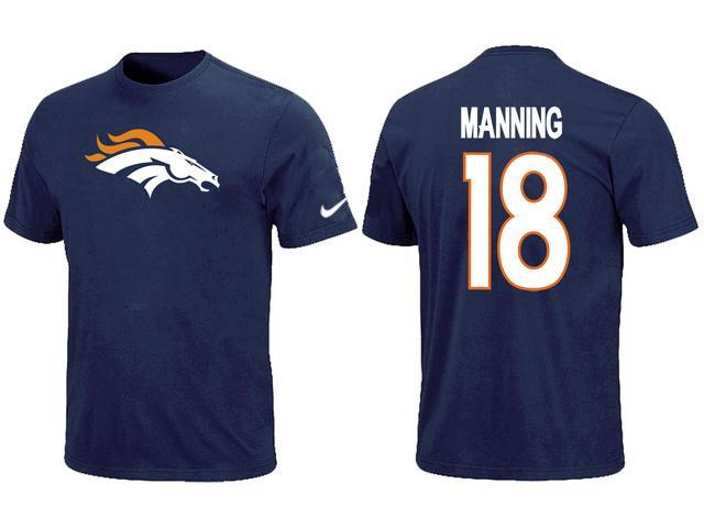 Nike Denver Broncos Peyton 18 Manning Name & Number Blue NFL T-Shirt Cheap