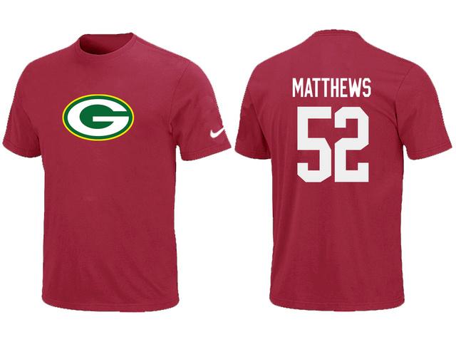 Nike Green Bay Packers 52 MATTHEWS Name & Number Red NFL T-Shirt Cheap