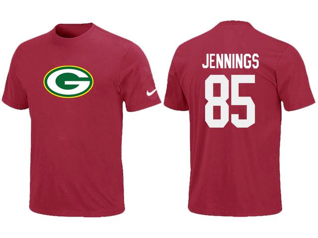 Nike Green Bay Packers 85 JENNNGS Name & Number Red NFL T-Shirt Cheap