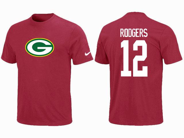 Nike Green Bay Packers 12 Aaron Rodgers Red Name & Number T-Shirt Cheap