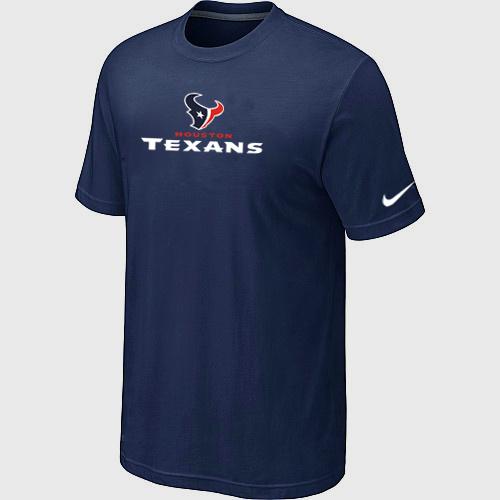 Nike Houston Texans Authentic Logo D.Blue NFL T-Shirt Cheap
