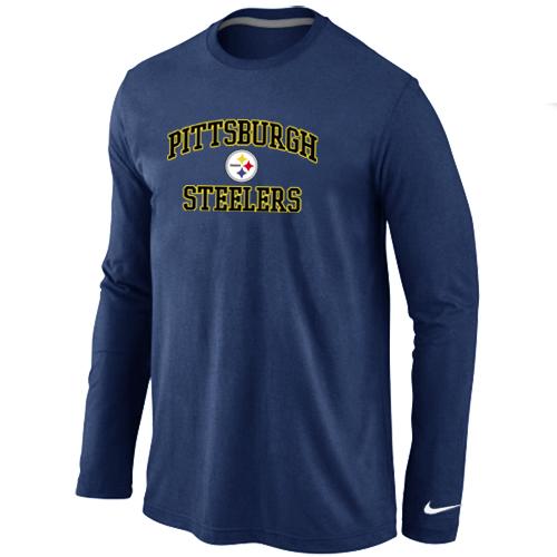 Nike Pittsburgh Steelers Heart & Soul Long Sleeve T-Shirt D.Blue Cheap